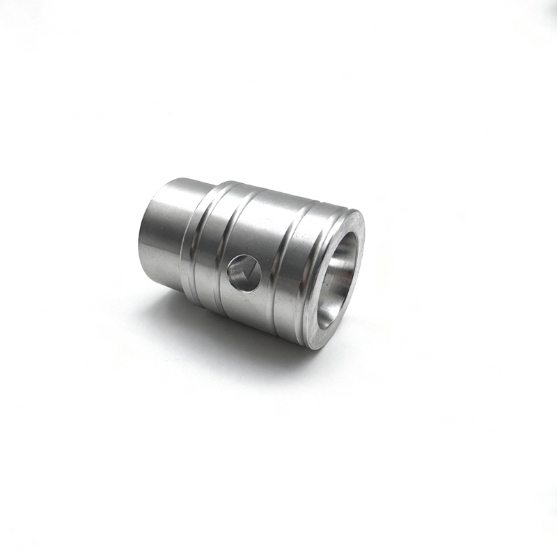 cnc turning 6061 aluminum multi groove hollow cylindrical connector with side hole