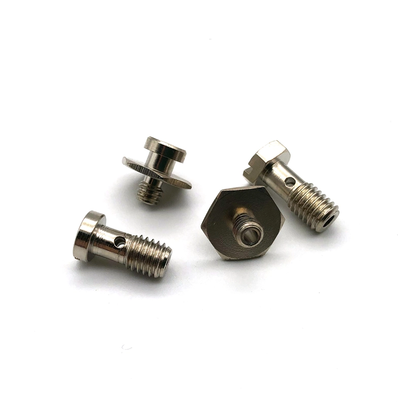 high tolerance swiss lathe cnc machined brass threaded side hole hydraulic fitting screws