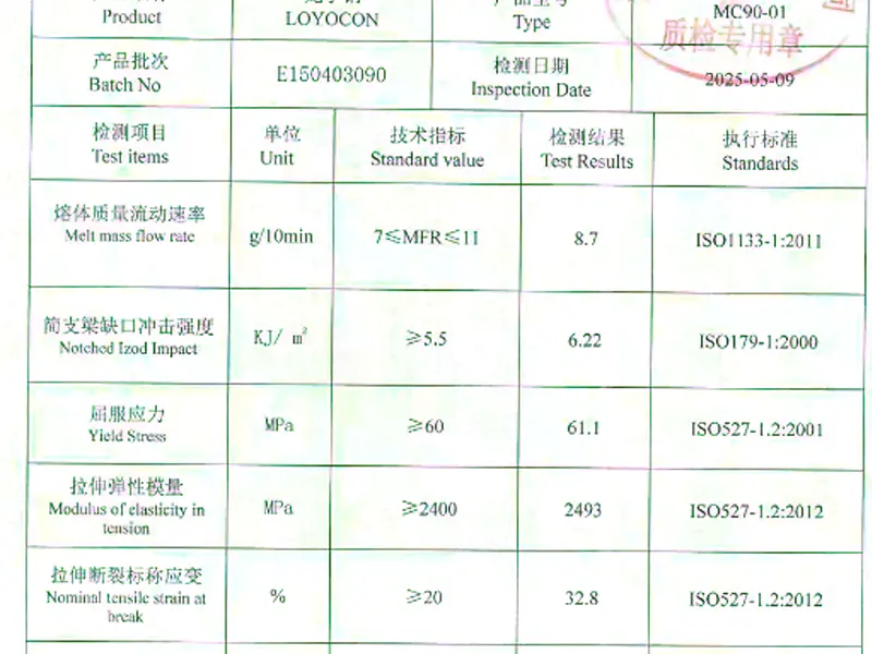 Materials inspection report for CNC machined parts from Scintra
