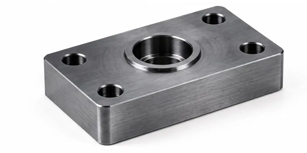 Alloy steel CNC machined rectangular plate component, material description for high strength structural and wear-resistant parts