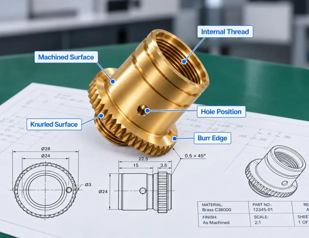 Quality Control cnc machined brass part key inspection features