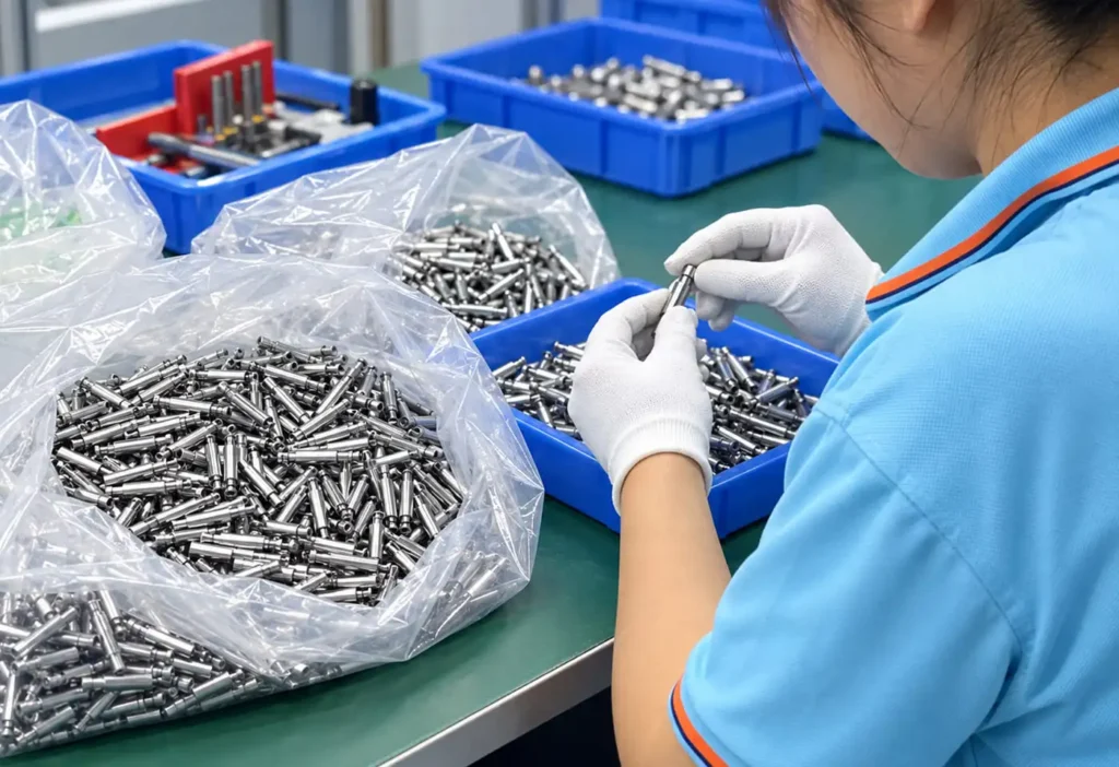 Quality Control manual visual qc inspection cnc turned metal pins